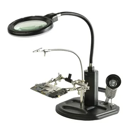 Supporto da tavolo flessibile lente d'ingrandimento per riparazione illuminata a Led saldatore aiuta la lente d'ingrandimento con Clip per luci a Led 3x 6x