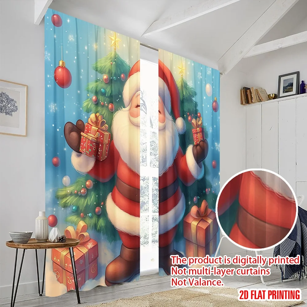 2 قطعة ، 2D الطائرة الطباعة الستائر الشعبية لطيف سانتا كلوز عيد الميلاد عطلة الموسم البوليستر (بدون قضيب) الزينة في الهواء الطلق