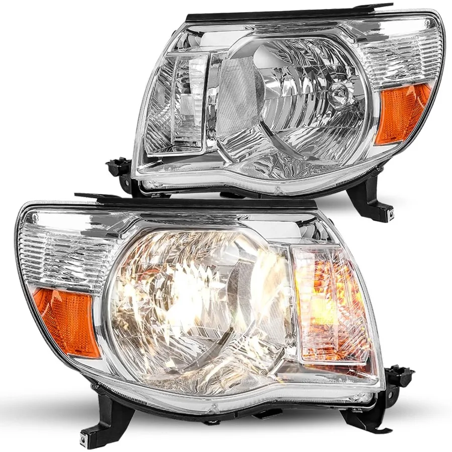 

Headlight Assembly Replacement for 20052011 Tacoma Pickup Passenger and Driver Side Chrome Housing Amber Reflector Enhanced Vi