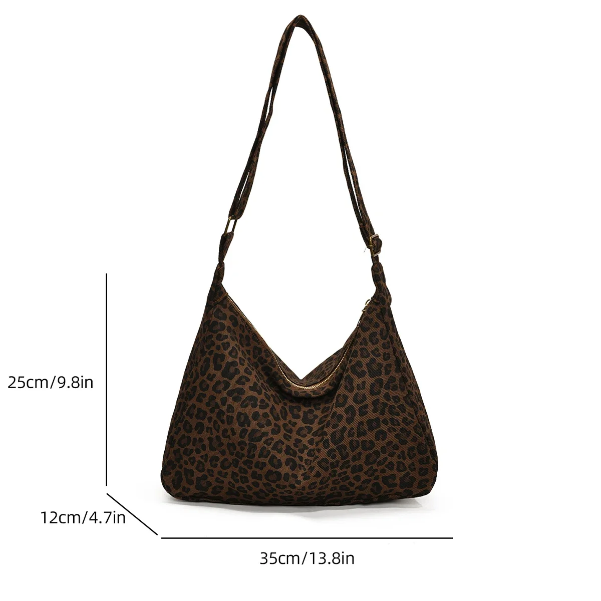 

Trendy Casual Soft Textile Women's Shoulder Bag Large Capacity Leopard Print Female Retro Crossbody Bag for Commute Outings
