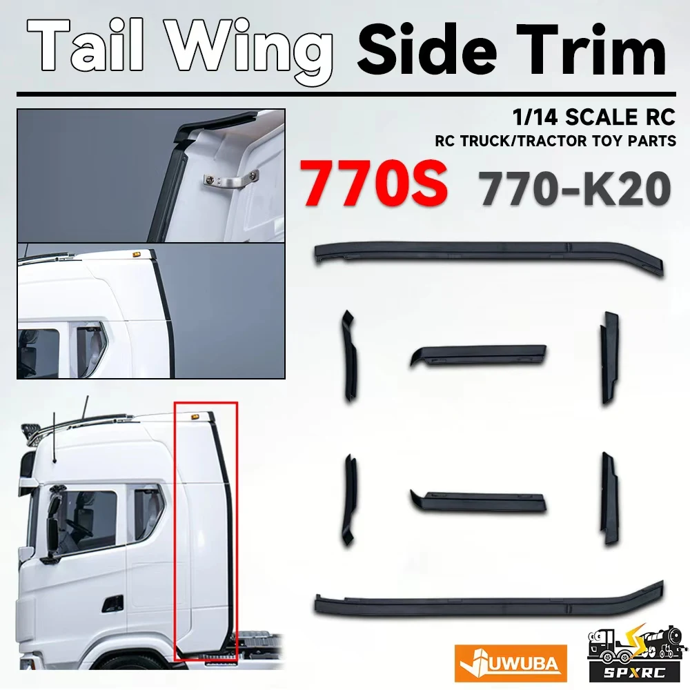770S Tail Wing Side Trim 770-K20 Black For 1/14 Tamiyaa RC Truck Tractor 56368/56379 Scaniaa 6X4 4X2 JUWUBA DIY Toys Model Parts