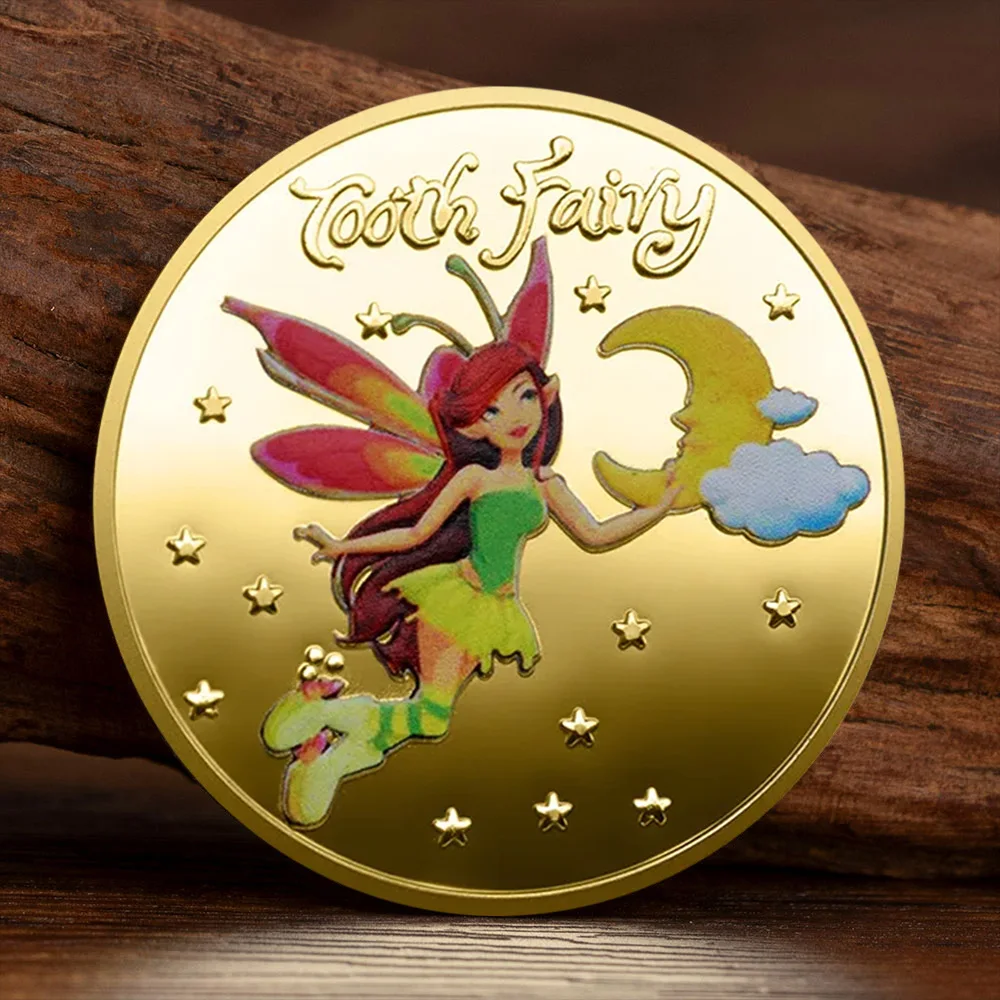 Children's Teeth Change Souvenir Coin Tooth Fairy Gold Plated Collectible Coins Teeth Change Small Gift