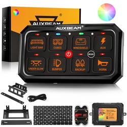 AUXBEAM RA80 XL 8Gangs Switch Panel RGB Universal LED Electronic DIY On-Off Power Relay System TOGGLE/ MOMENTARY/ PULSED MODE