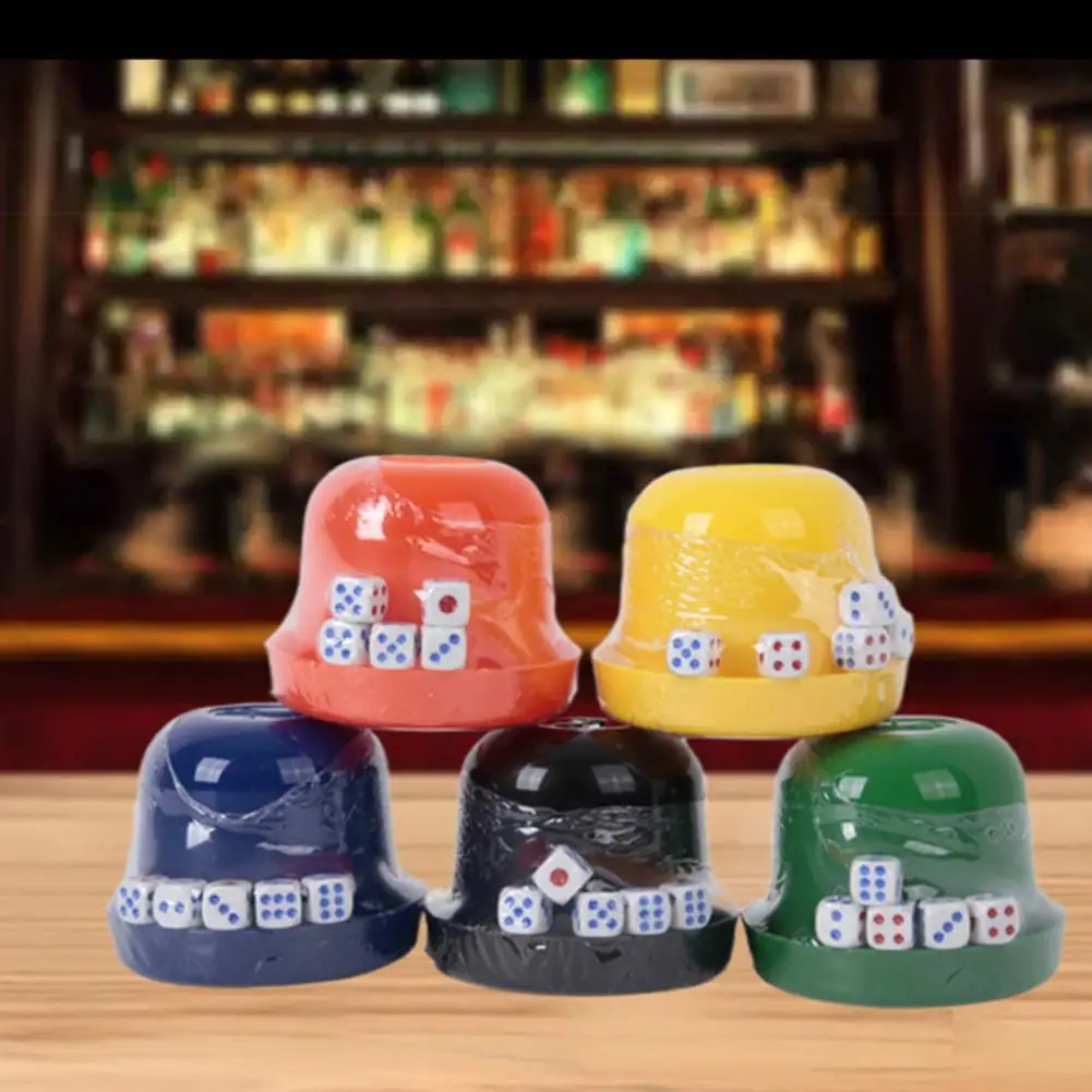 1 Set Dice Cup 8*7.5cm Set Round Edge Dice Comfortable Hand Feeling Wear-resistant Table Game Bar Club KTV Dice Cup Dices Set image 2