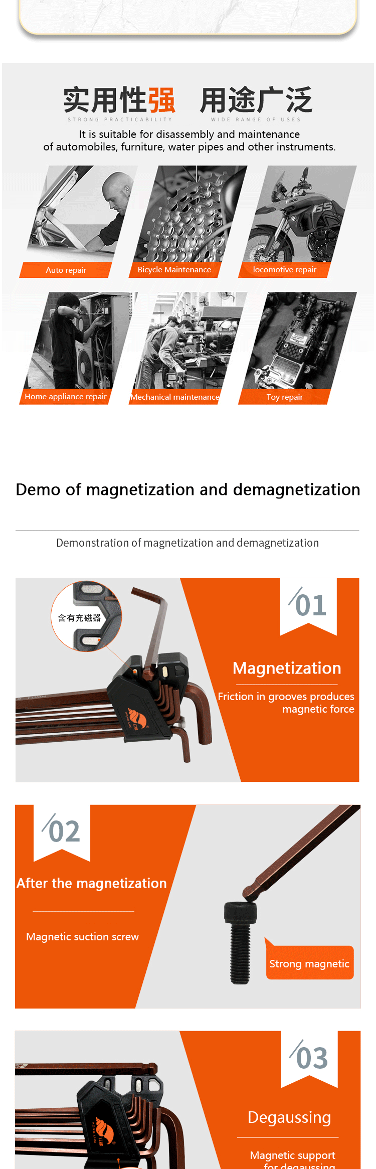 9 Teile/satz Magnetische Schlüssel Doppel-Ende L Typ Inbusschlüssel Set Inbusschlüssel Hexagon Flache Kugel Torx Stern Kopf Spanner schlüssel Set Hand Werkzeuge – Detail 2