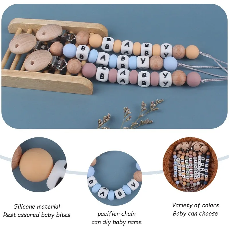 Держатель для пустышки, зажим для настройки имени, силиконовая цепочка для соски для прорезывания зубов, цепочка для сосков, уход за детьми, подарок для душа на день рождения