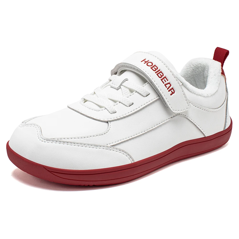 HOBIBEAR Kinder-Schuhe mit Kunstfell gefüttert, Barfußschuhe, Winter, breite Zehenbox, Kunstleder, Hakenschlaufenschuhe für große Kinder/Jungen und Mädchen – Detail 7