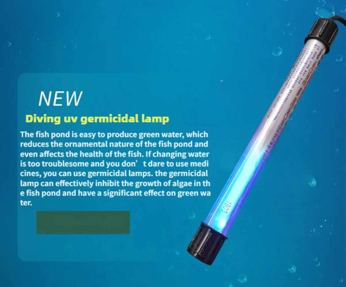 6W 10W 15W 30W 40W UV Aquarium Green Clean Light Aquarium Algae Clean Light Fish Tank Sterilization Lamp Waterproof UV Sanitizer