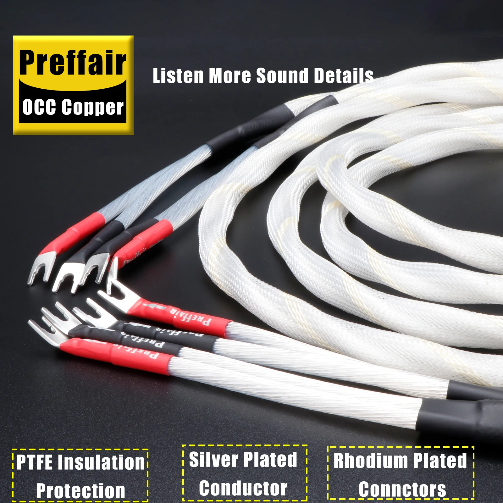 

Preffair X420 OCC Silver-plated Hifi Speaker Cable High-End 24 Strands/2 Wires Twisted Speaker Amplifier Connecting Lines-1 Pair