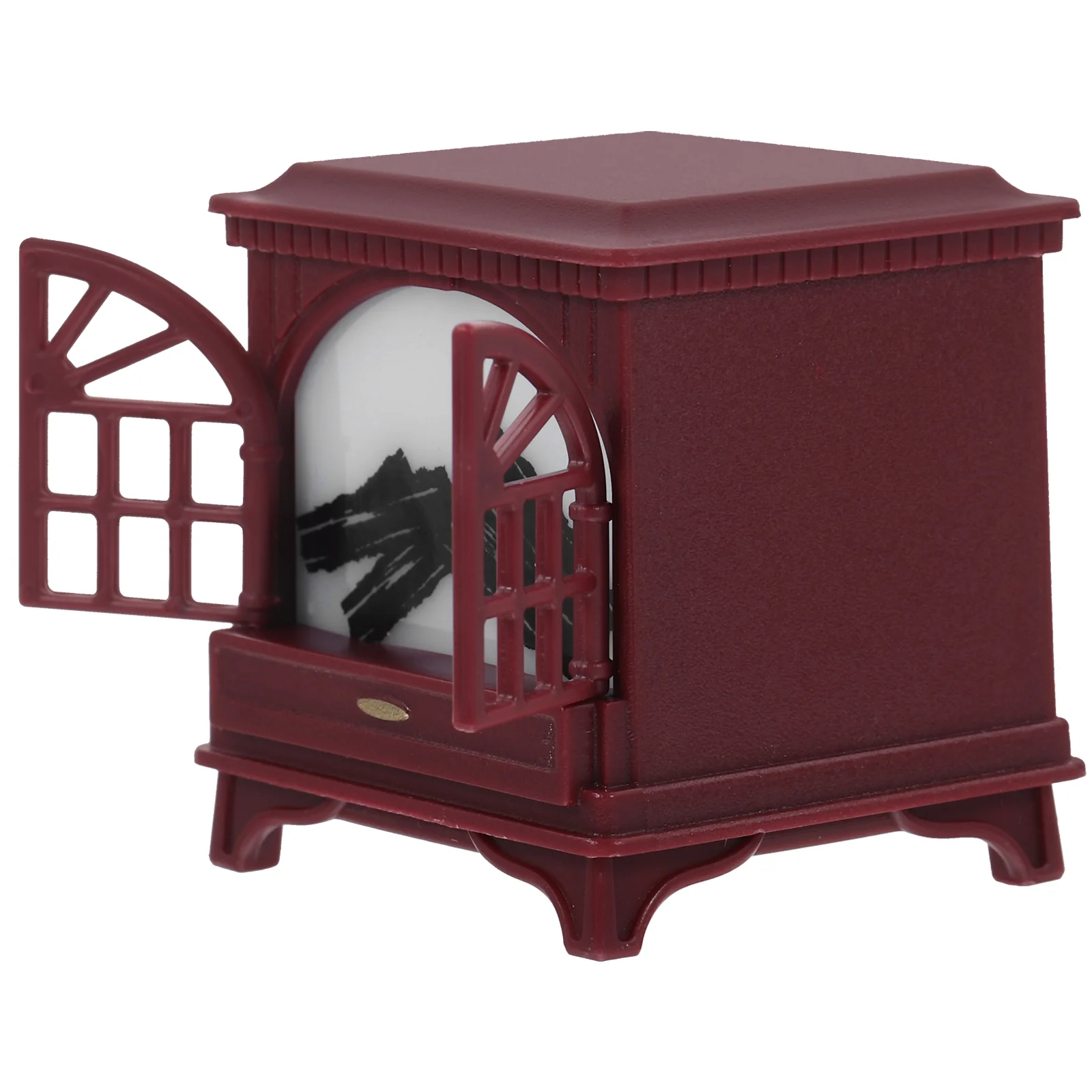 

Mini Fireplace Furniture Model for Dollhouse Exquisite Compact Design Realistic Flame Effect Warm Atmosphere Black Plastic Stove