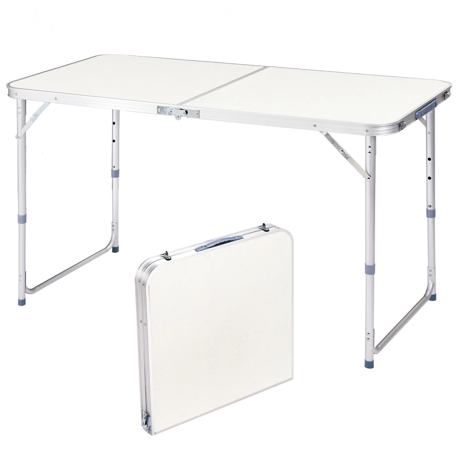 

Portable Folding Table 4FT Lightweight Plastic Dining Table for Indoor Outdoor Party Events with Carry Handle Durable Easy