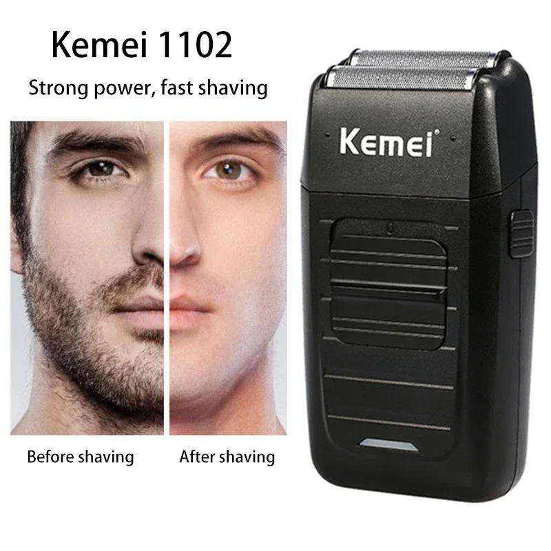 Kemei Rechargeable Cordless Shaver for Men Twin Blade Reciprocating Beard Razor Face Care Multifunction Strong Trimmer  KM-1102