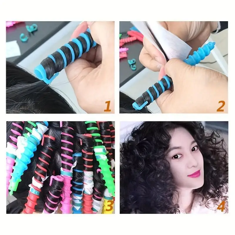 26-piece mixed color spiral curling iron - heat-resistant plastic curling iron, suitable for salons and homes, DIY hair essentia