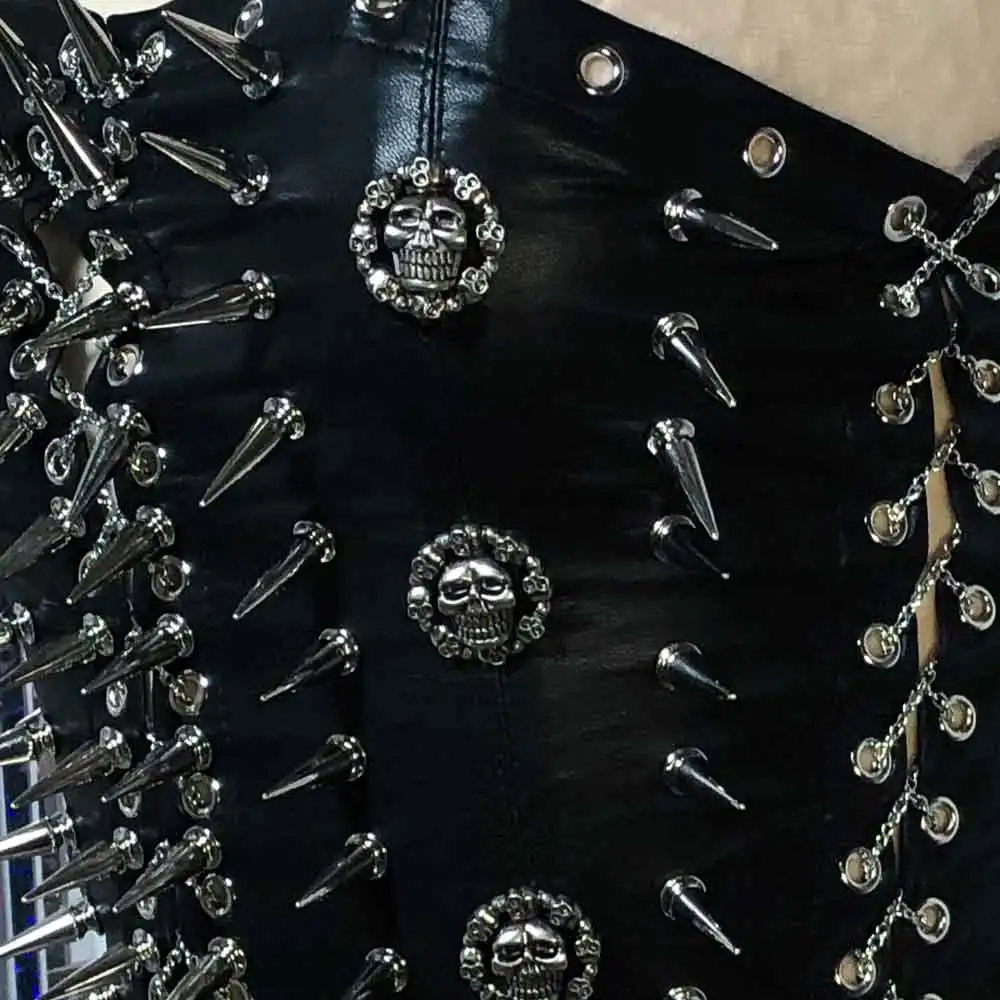 

Grunge Hand Made Cyber Teen Punk Rock Studded Goth Gothic DIY Kawaii E-Girls 90s Harajuku Eco Emo Y2K Vegan Leather TOPS