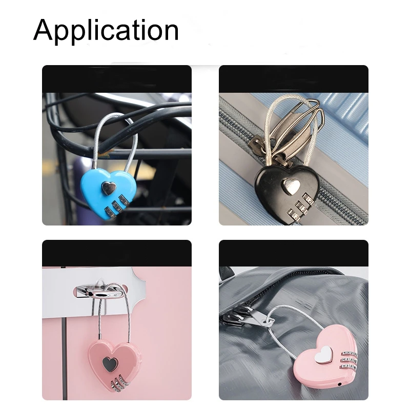 Heart Type Mini Password Padlock Code Cabinet Student Dormitory Suitcase For Luggage Travel Smart Lock Keyed Anti-thieft Lock