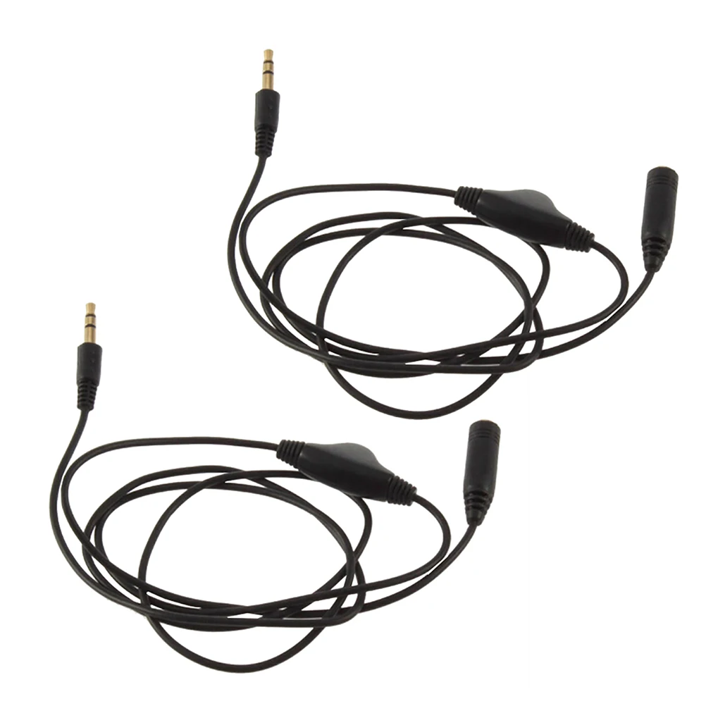 

2pcs 3.5mm Audio Extension Cable Premium Material Volume Control Pulley Adjusting Car Phone MP3 Lightweight Durable