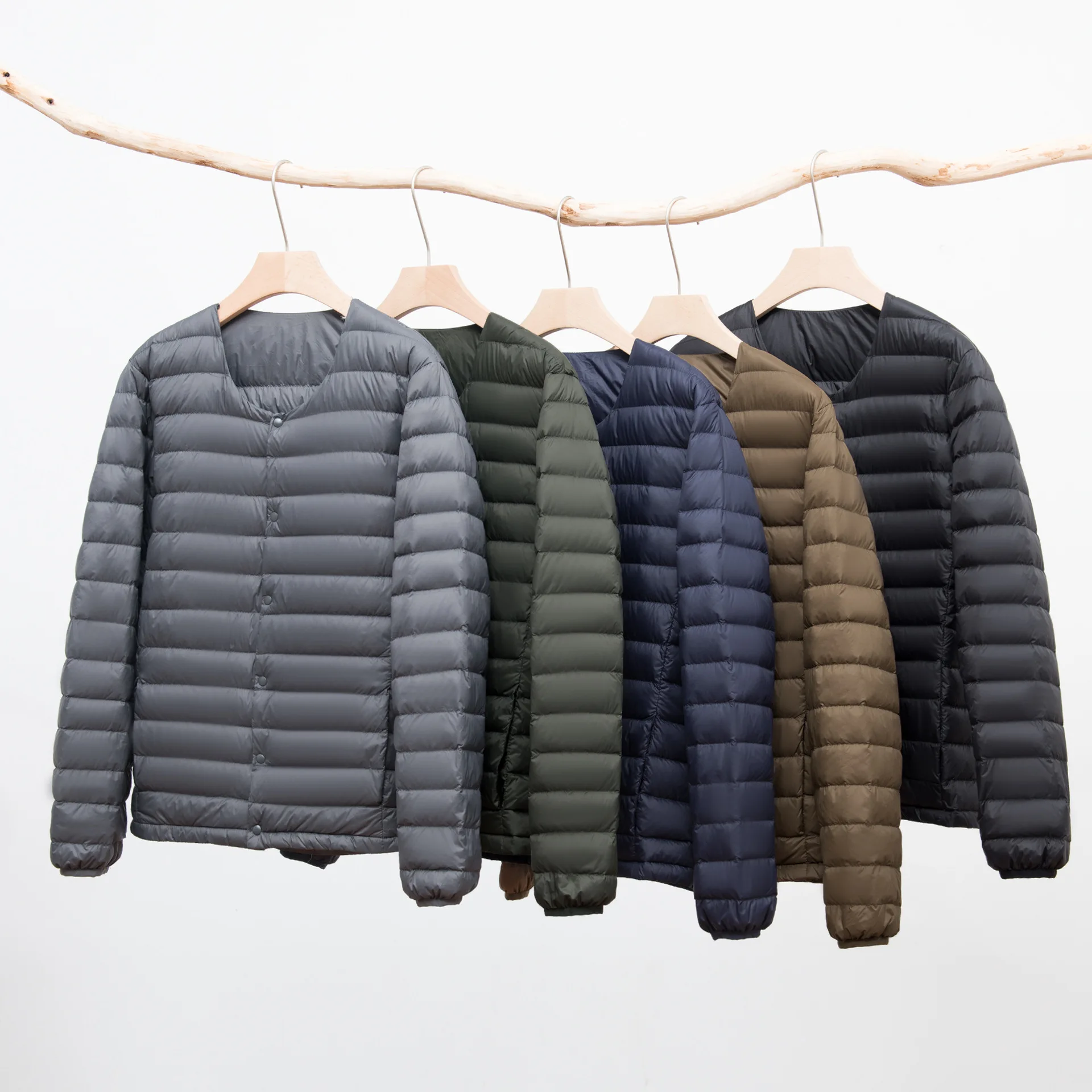 Winter men\'s liner warm down jacket 2023 new style Men\'s lightweight foldable O-neck variable V-neck down jacket