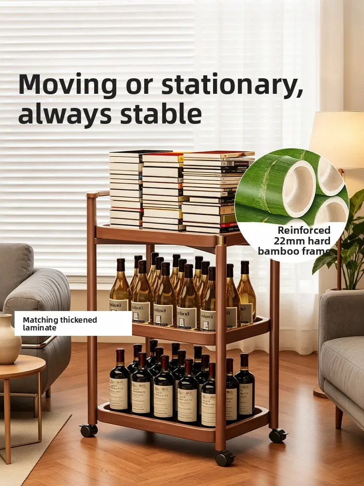 Sofa side side side cabinet antique movable living room trolley shelf coffee table leisure balcony small table image 3