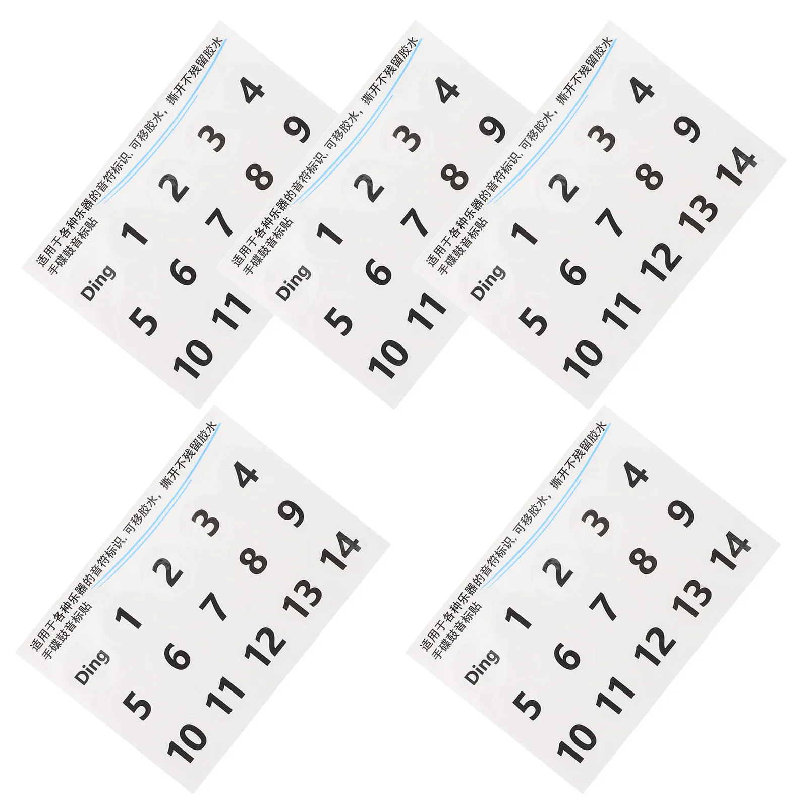 Handpan Drum Scale Stickers 5 Sheets Black Number Note Labels Removable Decals for Learning and Practice