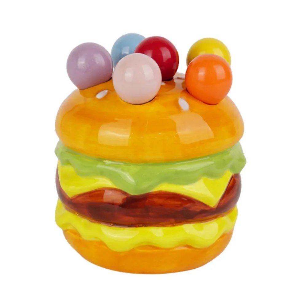 

Creative Dessert Salad Fork Anti-scald Decorative Cute Toothpick with Holder Comfortable Grip Reusable