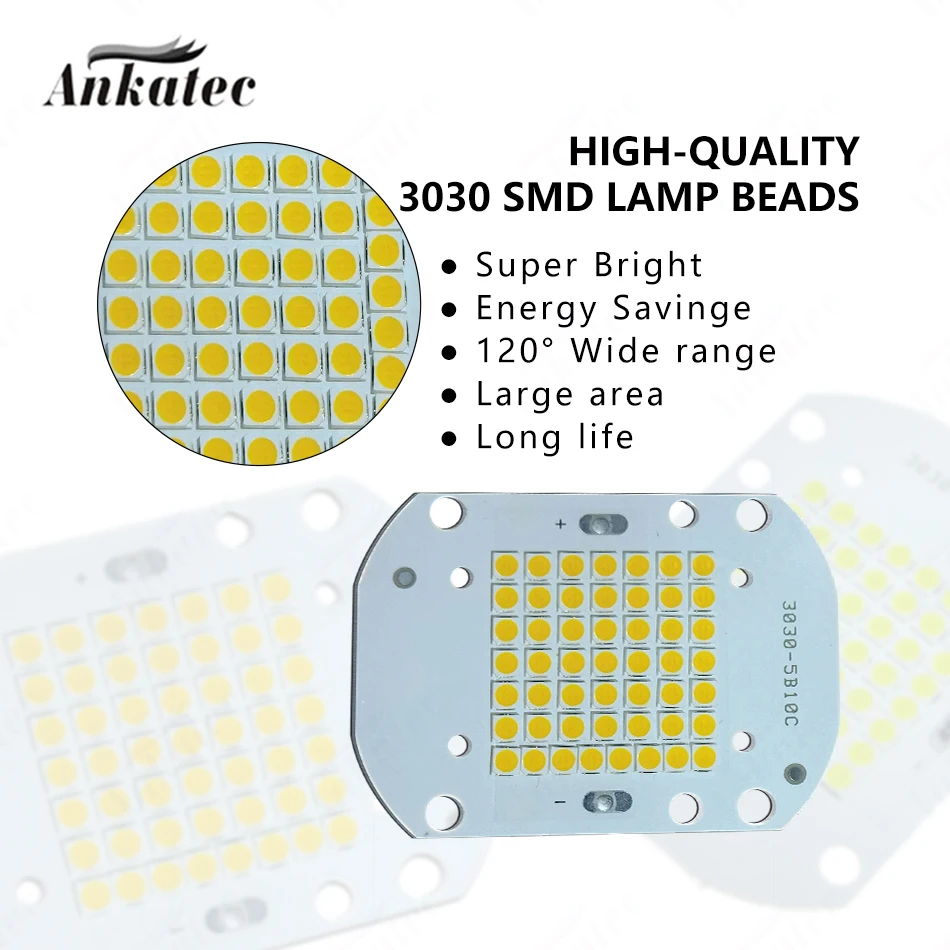 DC 30-34V 50W LED Chip High Power Integrated Light Source Board 3030 LED Lamp Beads Aluminum Substrate Warm 3000K White 6000K