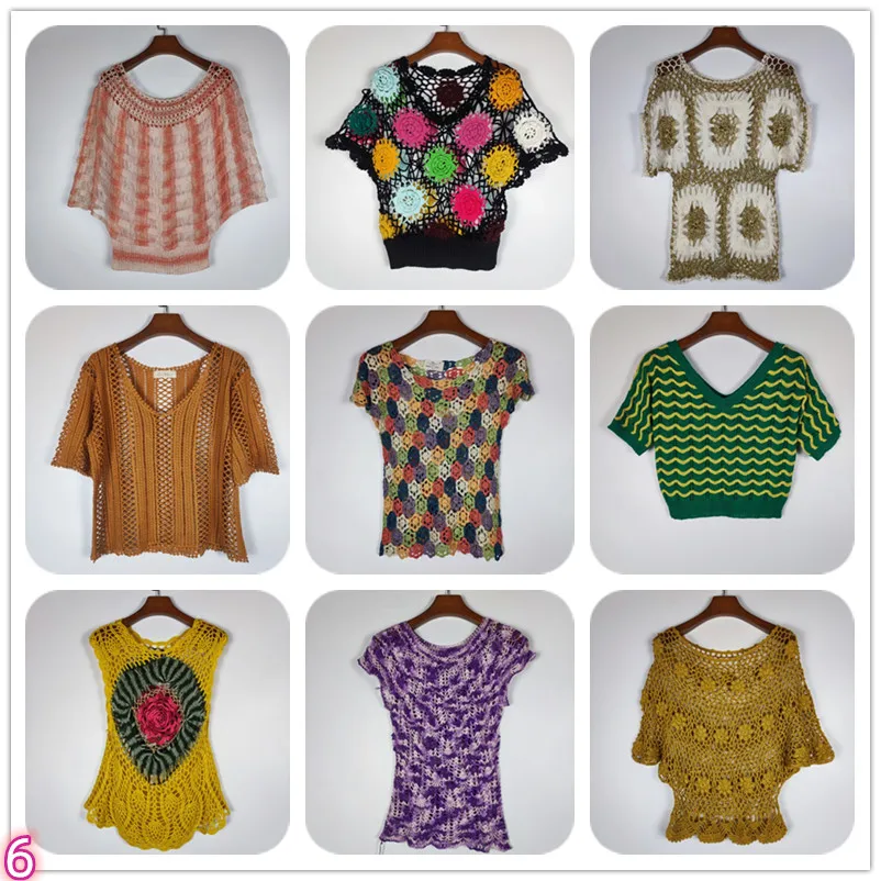 

Hanrted Винтажный свитер ort Sve Кружевной ажурный летний сарафан на крючках с цветочной кисточкой и запахом на плечах Вязаный круглый топ