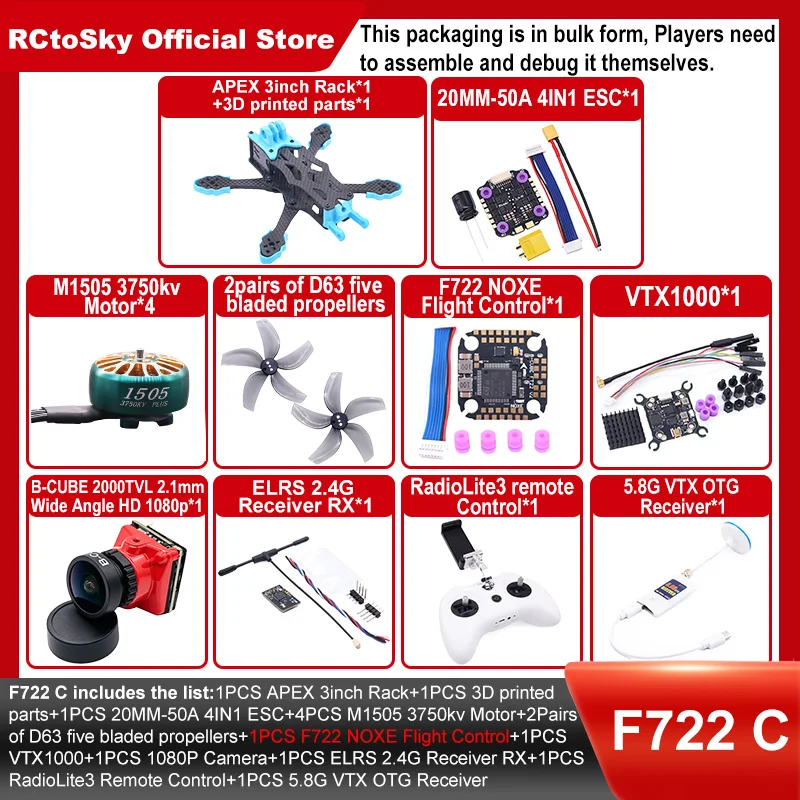 B-CUBE APEX 3inch FPV Drone Frame Kit Carbon Fiber Racing Drone Quadcopter INAV Beatflight F722 F745 Ardupilot Flight Control