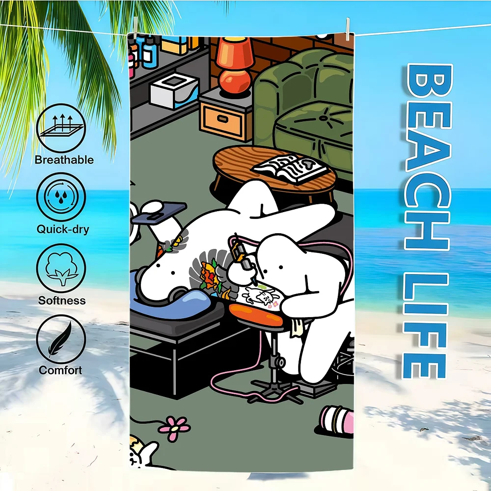 

Пляжный быстросохнущий легкий текстильный халат-полотенце D-DonothingS с иллюстрацией, портативный, для кемпинга, милый, для плавания, бассейна, путешествий