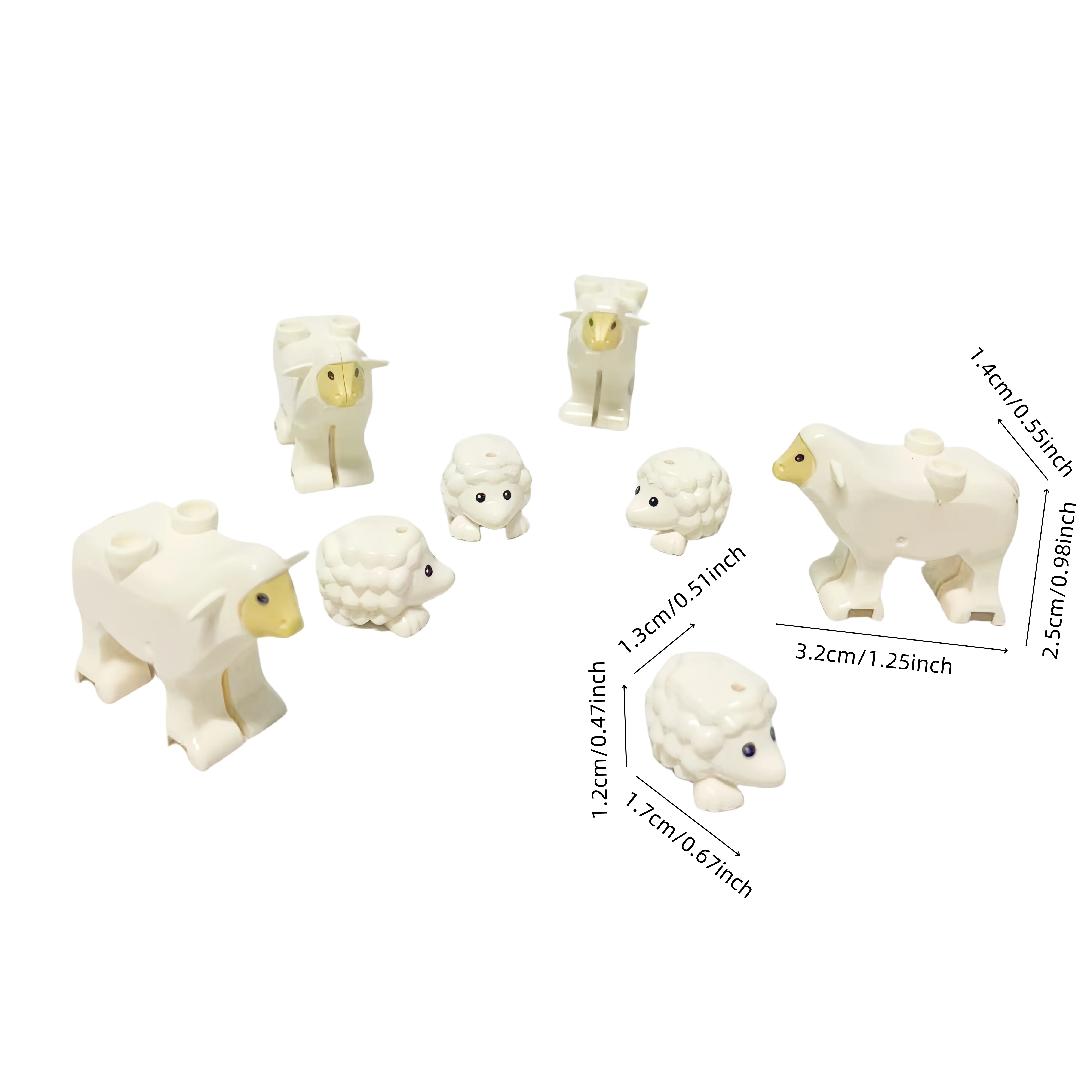 MOC 4Pcs 양 + 4 Pcs 고슴도치 빌딩 블록 DIY 장난감 동물 모델 DIY 농장 공원 동물원 장식 액세서리 완구