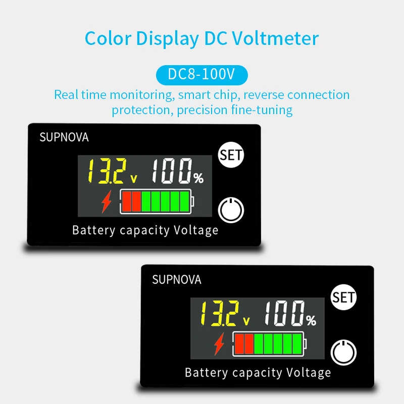 DC Battery Voltmeter DC 8V-100V Capacity Indicator Power Meter Lithium LiFePO4 lead-acid cell 12V 24V 48V for 6133A LCD Battery