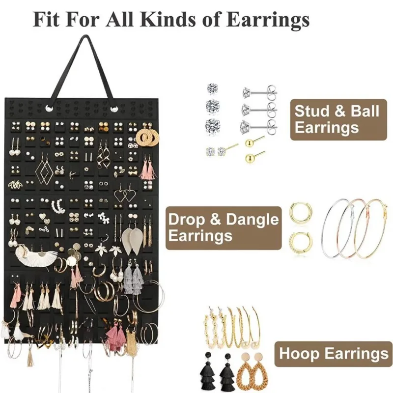 Multi-functional Hanging Organizers for Jewelry and Accessories, Wall-Mounted Necklace Holder with Felt Earring Storage Pockets