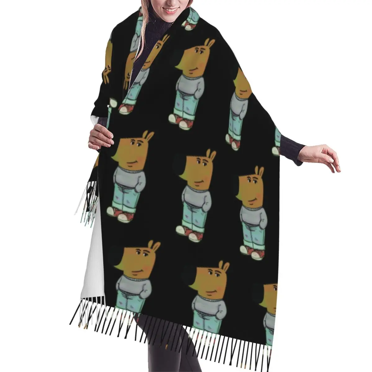 

Шарф Chill Guy, шарфы с кисточками для женщин, мягкие теплые шали и накидки, большая осенне-зимняя шаль