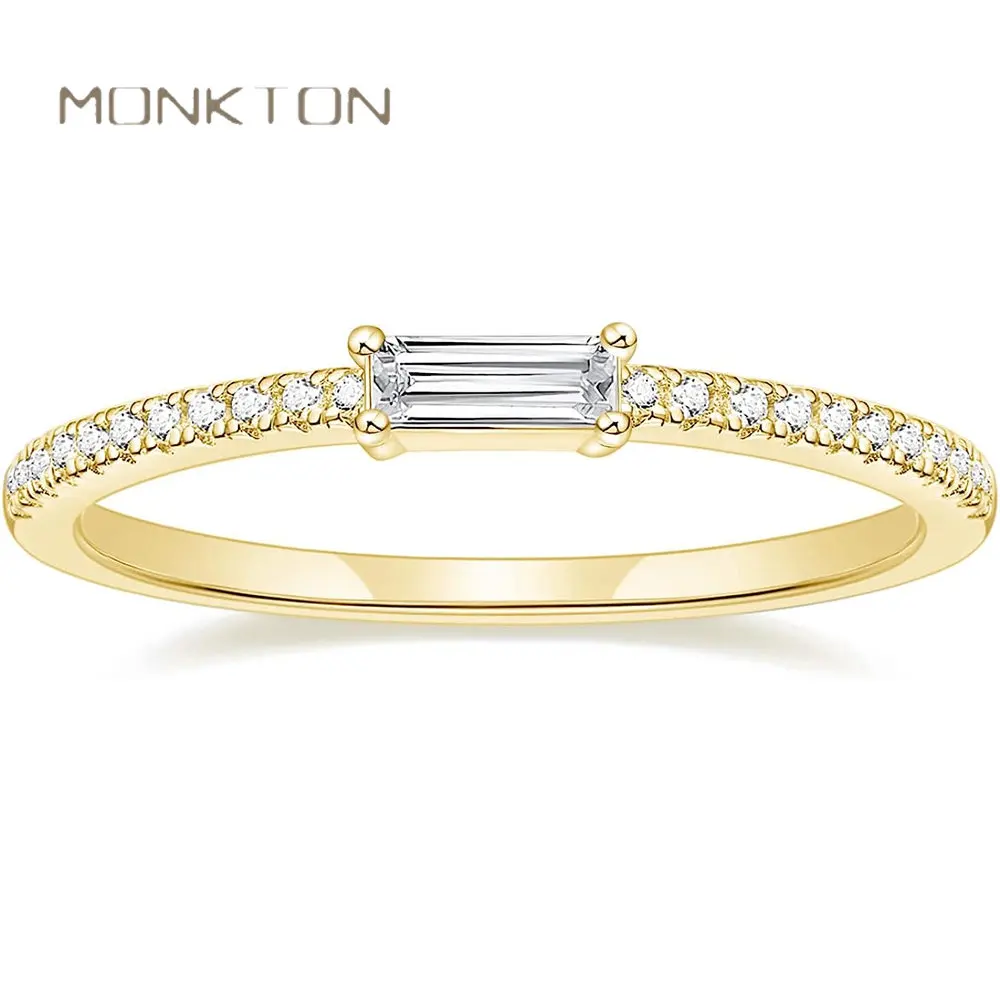 Monkton Eternity Wedding Band Baguette Half Cubic Zirconia Anniversary Rings for Women Luxury Vintage Jewelry Sets бижутерия