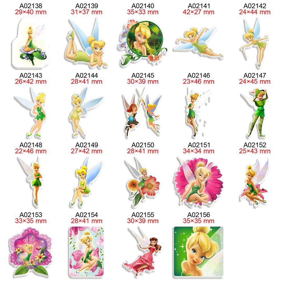 

DIY Craft Supplies Disney Cartoon Character Tinker Bell Printed Flatback Planar Resin For Middle Bows Phone Case Decorations