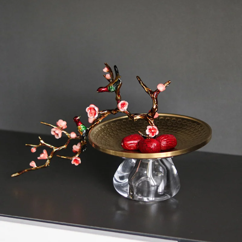 

Круглые металлические подносы, поднос из нержавеющей стали с узором в виде ветки сливы, подставка с кристаллами, органайзер для мелких аксессуаров.