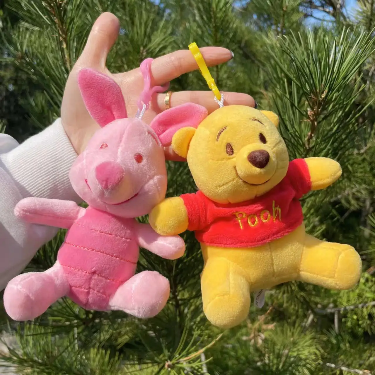 12cm Piglet Tigge Eeyore Winnie Pooh Plush Keychains Small Pendant School Bag Hanging Christmas Birthday Gifts For Kids Toys