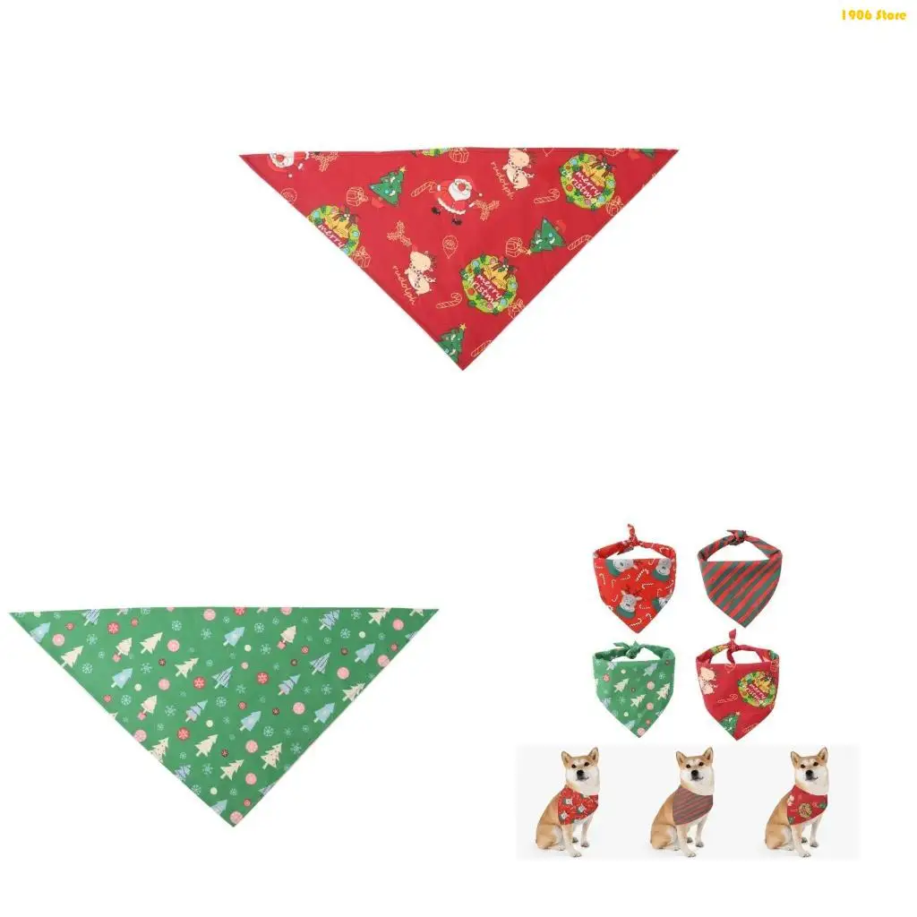 U1JB Dog Bandana Kitten Puppy Bandana Triangle Scarf Christmas Supplies Photo Props