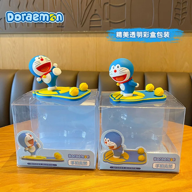 Kawaii Doraemon Mobile Phone Holders Cartoon Animation Doraemon Kicks Desktop Ornaments Decoration Gifts Mobile Phone Holders