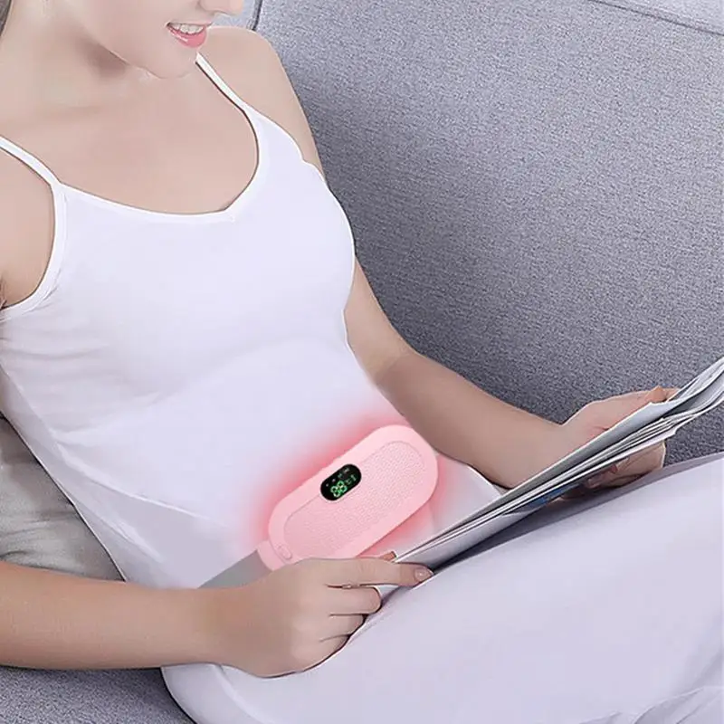 Menstrual Heating Pad Portable Cordless Waist Warmer Belt Adjustable Heated Belt With Digital Display 4 Vibration Massage Modes