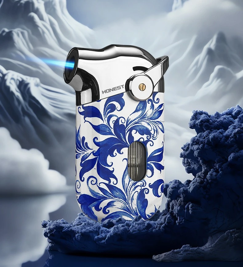 

Windproof Inflatable Metal Lighter Straight Blue Flame Cigarette Lighter High-end Men's Fashion Gift Cigarette Accessories