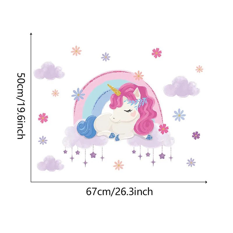 Cartoon Cute Unicorn Luminous Wall Stickers Baby Girls Room Decor Sticker Pony Wall Decals for Kids Room Nursery Wall Decoration