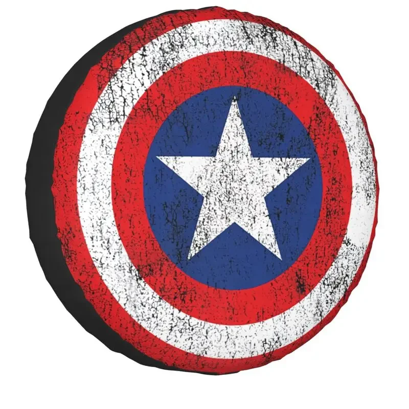 Captain Shield Logo Spare Wheel Cover Fit for Jeep Hummer 4WD Trailer Custom America Movie Tire Protector 14