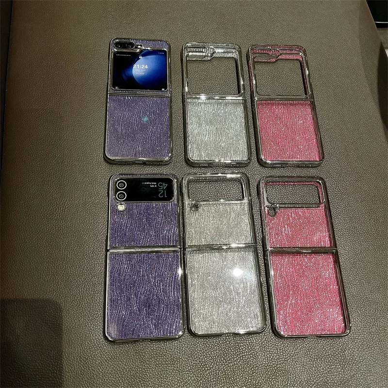 Чехол для Samsung Galaxy Z Flip 6 5 4 3, роскошный блестящий чехол с гальваническим покрытием, ударопрочная задняя крышка из поликарбоната