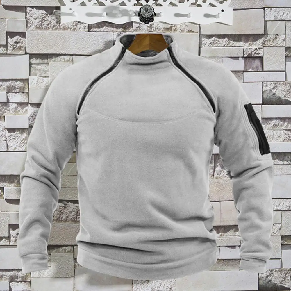 Chic Sweatshirt Fleece Autumn Sweatshirt Long Sleeves Wear-resistant Men Winter Sweatshirt  Warm