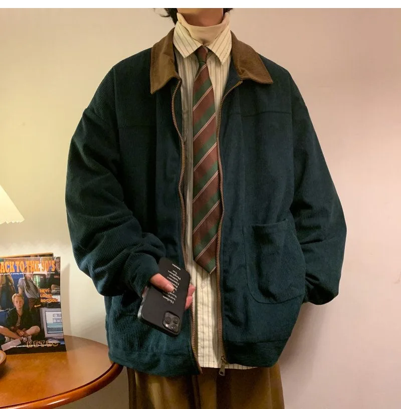 

Мужская ветровка-бомбер в американском винтажном стиле 2025 года, осенняя свободная куртка-карго на молнии