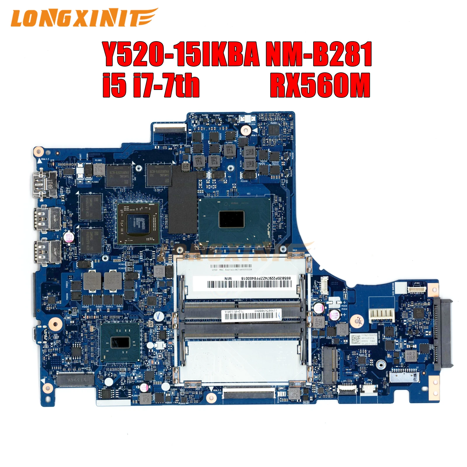 

NM-B281 For Lenovo Legion Y520-15IKBA Laptop Motherboard DY515 Mainboard With I5 I7 7th Gen CPU 100% Teste Work