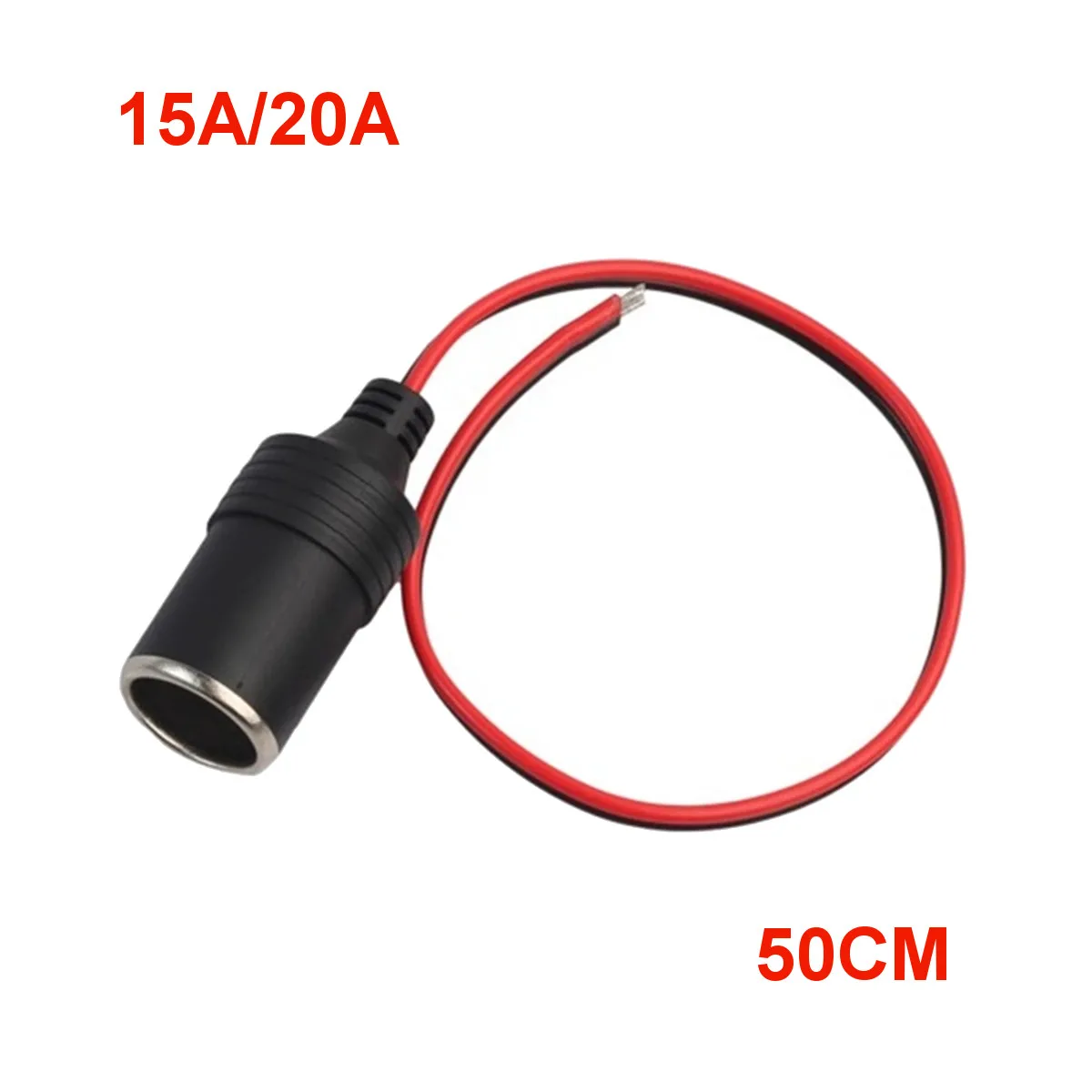 12V 24V Universal Car Cigarette Lighter Charger Cable Female Socket 50cm Extension Cord 15A 20A Plug Connector Adapter