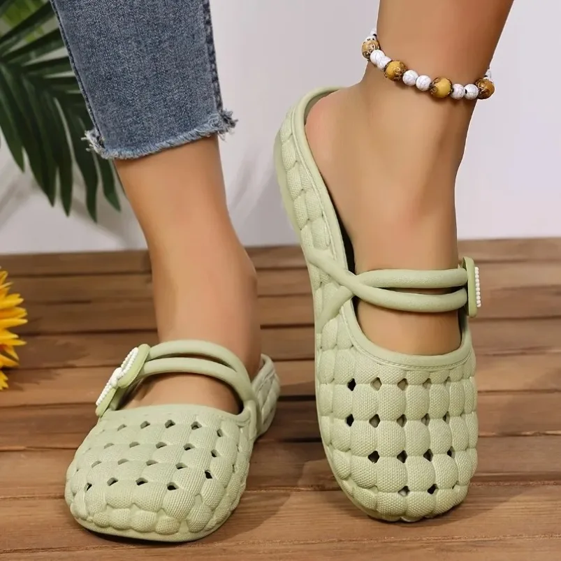 Woven Home Slippers Woman Cloud Bow Slides Outdoor Summer Sandal Ladies House Shoe Flat Female Flip Flop Platform Clapper Beach