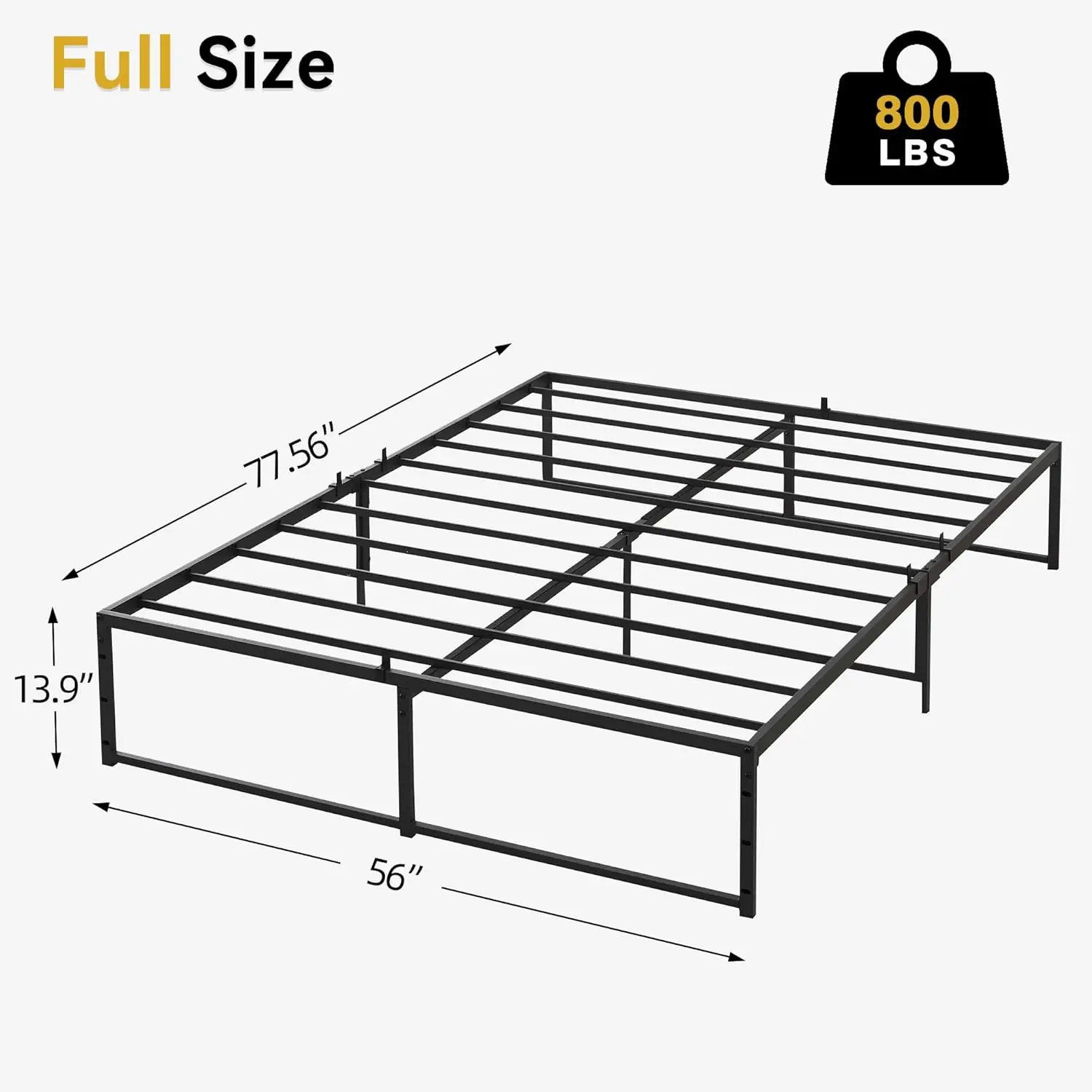 Gaomon Full Size Bed Frame Platform, 14 Inch Metal Full Bed Mattress Frame With 3 In 1 Steel Support, No Box Spring Needed Easy