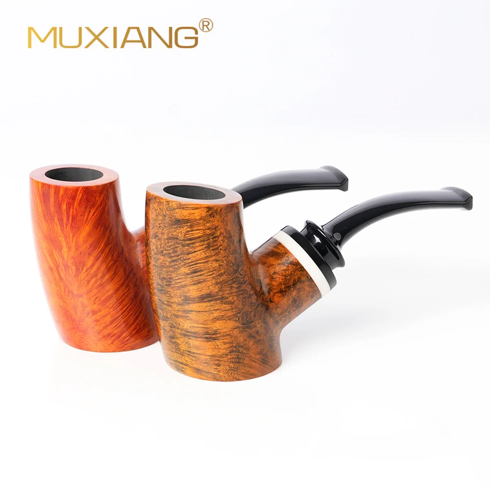 MUXIANG Large Briarwood Tobacco Pipe Volcano-Shaped Pipe Handmade Pipe Built-in Smoke Chamber